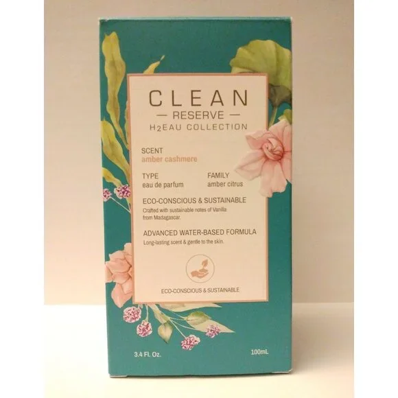 Clean Reserve H2EAU Amber Cashmere Scent 3.4oz